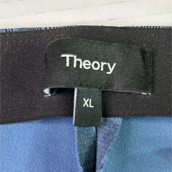 Theory Women’s Pants XL Skinny Leggings Style 170/72Y Blue Grid Stretch Pull-On - Picture 5 of 10